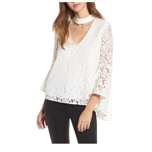 Wayf Tops - Wayf 'Ryan' lace choker bell sleeve top Wayf Tops - Wayf 'Ryan' lace choker bell sleeve top